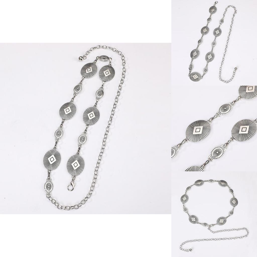 Metallic Ladies Waist Chain With Artistic Engraving For Casual Office Wear