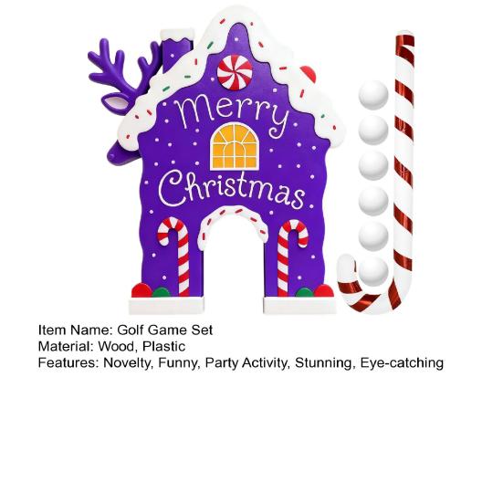 Christmas Gingerbread Golf Game Set Indoor Party Activity Golf Game with Candy Cane Club And 6 Balls Holiday Party Games for Family Kids Adults