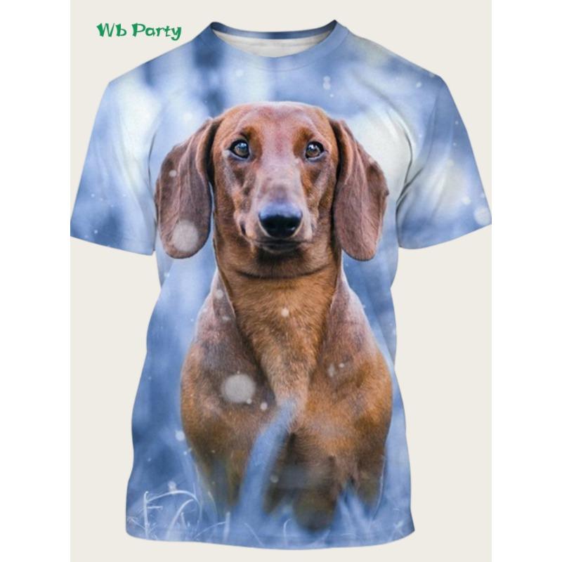 Summer Fashion 3D Dog Animal Graphic T-Shirts Street New Trend Men s Tops Round Neck Men s T-Shirt Casual Oversized Men Clothing XXS
