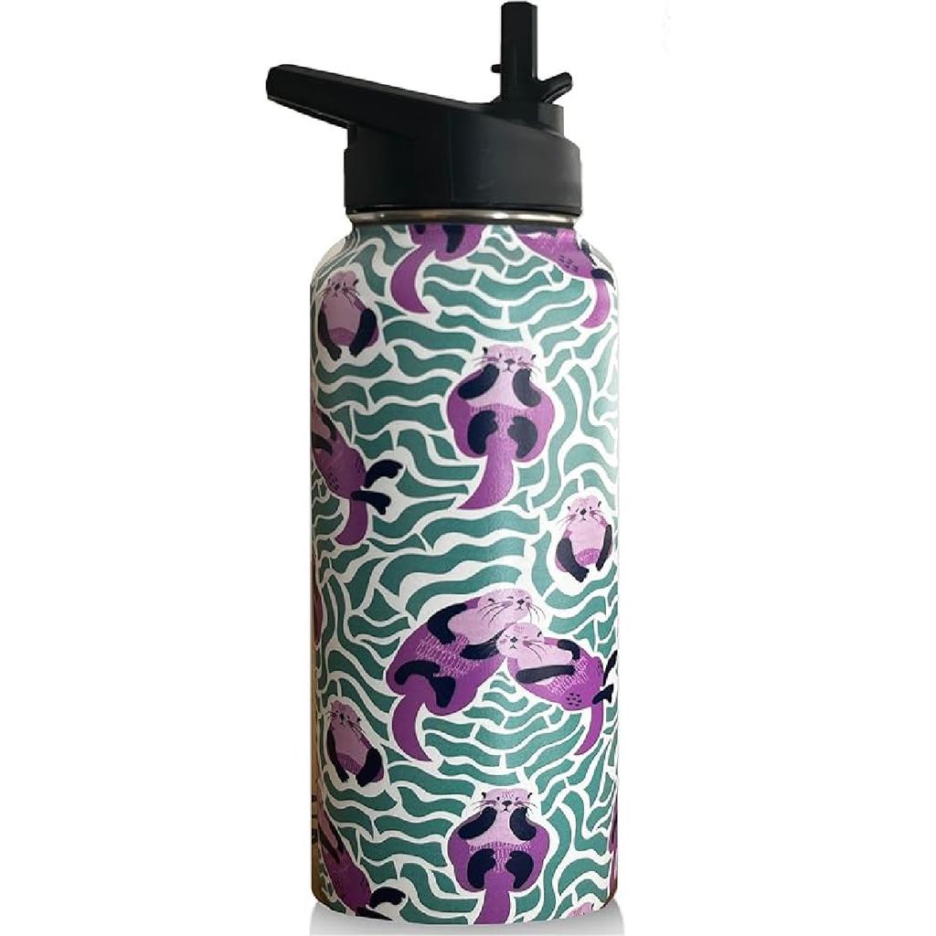 32oz Soccer Water Bottle Insulated Vacuum Stainless Steel Tumbler Travel Mugs With Straw for Gym Camping Hiking