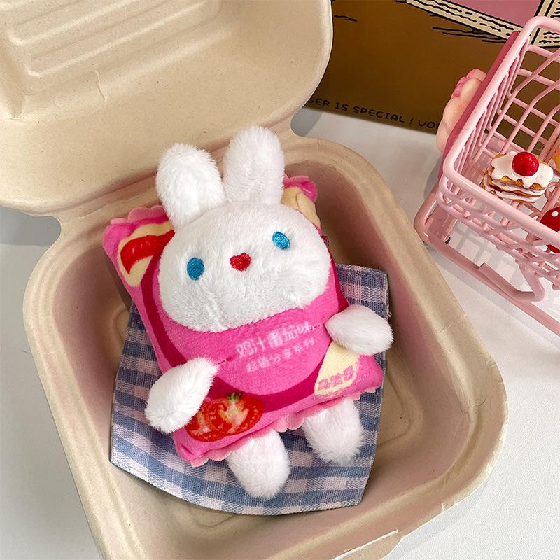 New Cute Cute Rabbit Keychain Creative Snacks Small Doll Pendant Couple Bag Hanging Decoration