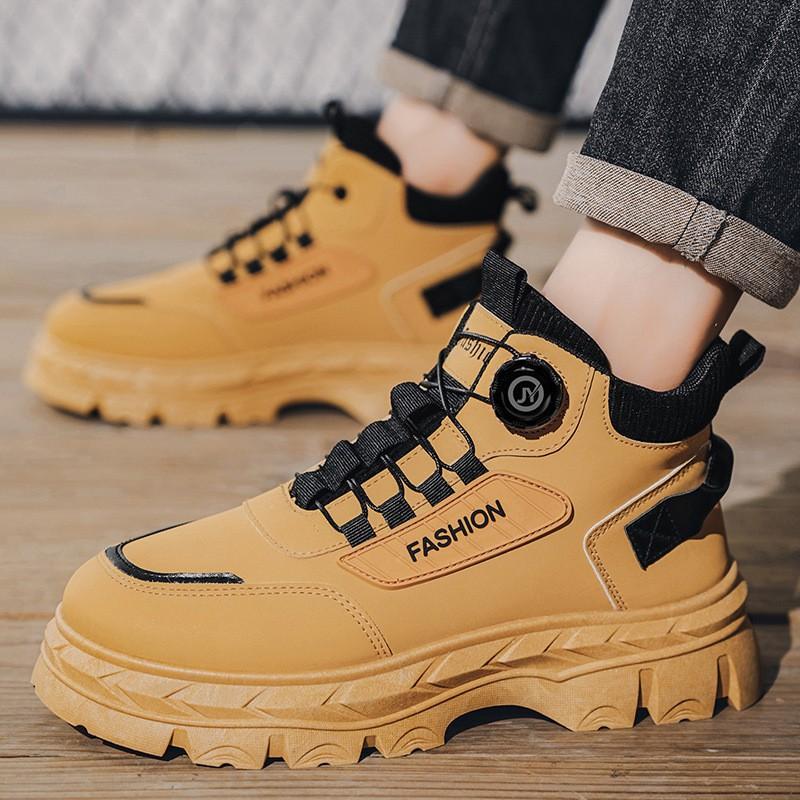 Men s Shoes New High-top Work British Style Retro Short Boots Thick Sole Non-slip Martin Men 42