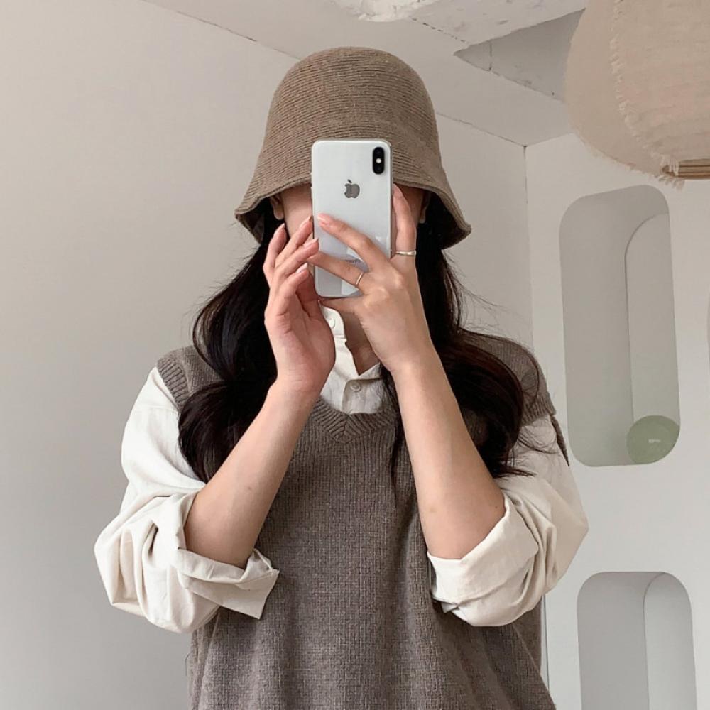 

Круглая шерстяная вязаная шляпа-ведро Blue City, банджи-шапка, 5 цветов