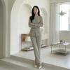 Style Latte Women S Belted pantS Suit No Collar Jacket Stretch SlackS Two Piece