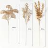 Three-pronged Fan Leaf Netting Artificial Gold Ginkgo Eucalyptus Holly for Wedding Arch Flower Arrangement Home Decor Crafts