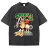 T-shirts Femininas Estonadas Estampas de Quadrinhos Retrô Americanos Tees Distressed Oversize Algodão Manga Curta Tendência Roupas Femininas