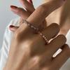 Korean Simple Pentagram Zircon Ring, Open Star Design, Fresh Copper Finish
