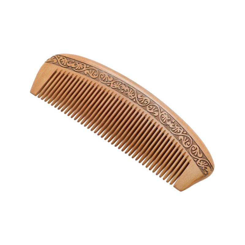 Handmade Old Nanmu Solid Wood Comb: Thickened Double-Sided with Carved and Printed Design - Perfect Gift from Scenic Spots