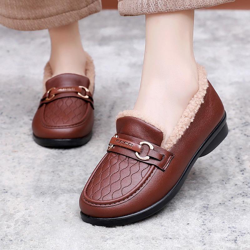 Autumn and winter new velvet thickened Doudou shoes women's warm soft sole non-slip lazy shoes one foot cotton boots