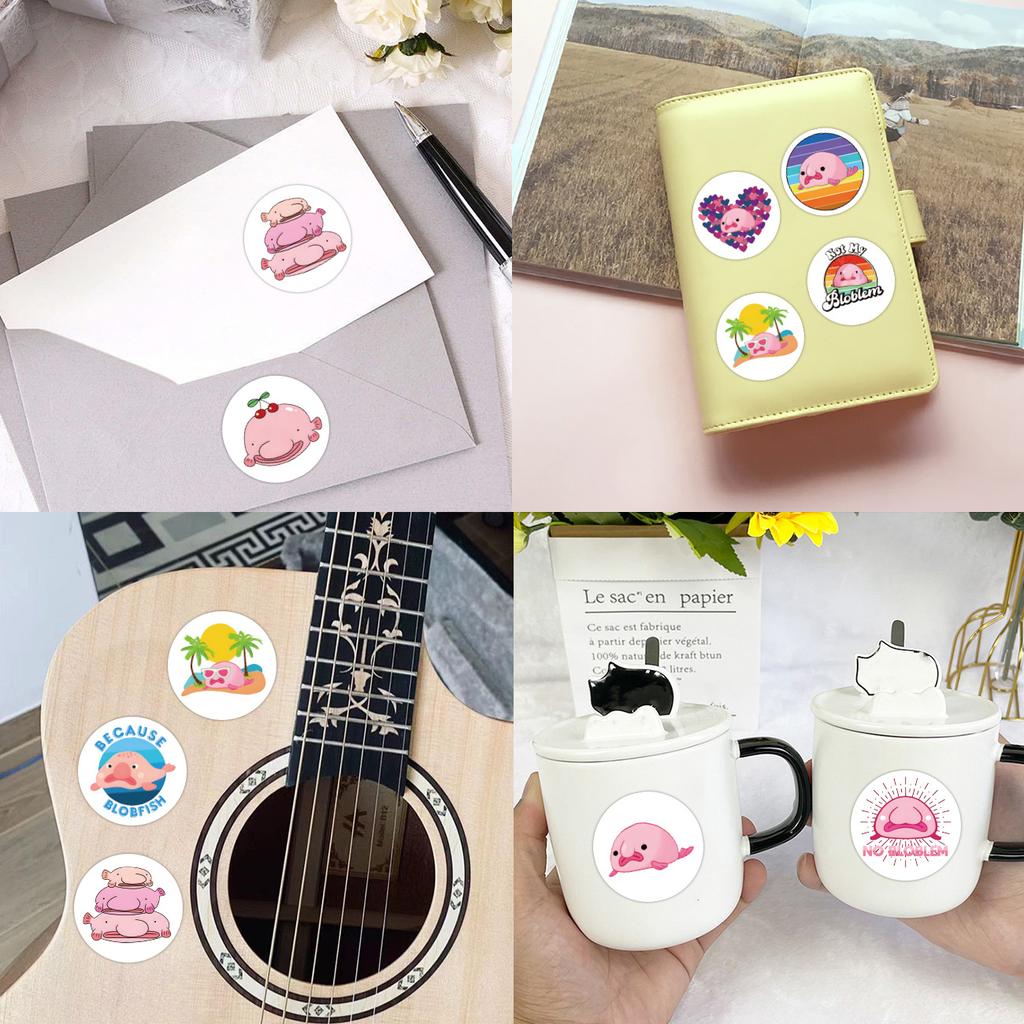 500 Stickers/roll Cartoon Water Drop Fish Tape High-value Tape Decorative Suitcase Mobile Phone Case Tape