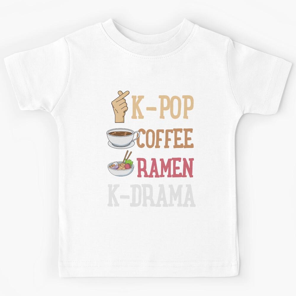 K-Pop Coffee Ramen K-Drama Kids T-Shirt 140