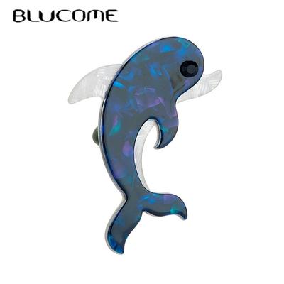 Broches Golfinho Azul Femininos Elegantes Material Acrílico Distintivo Animal Fofo Presentes de Aniversário Pins Acessório em Roupas Bolsas