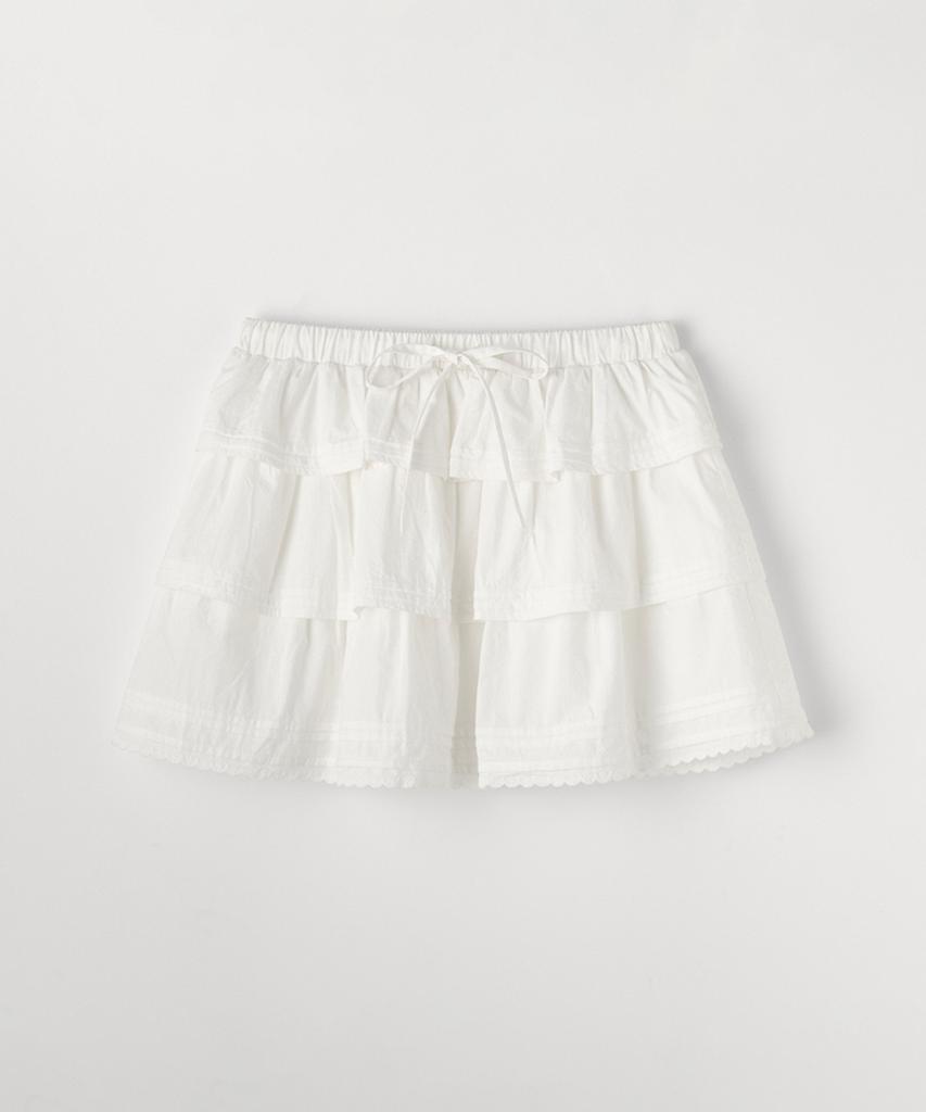 Selliteiljeu Cancan Ruffle Mini Skirt_White