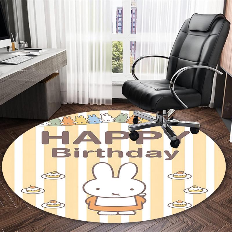 1pc Miffy3 Print Round Carpet Chair Round Carpet Suitable for Bedroom Living Room Home Decorative Carpet