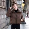 Thickened large lapel neck winter cotton clothes women's short new fashionable loose small knitted jacket