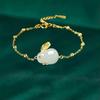 RSAMD 1PC/Pair Rabbit Necklace Bracelet Earring Ring Lucky Jade Rabbit Pendant Jeweljo-A2