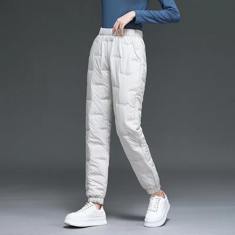 Fashionable Lightweight Downcotton Wadded Trousers For Women Winter Straight-leg Pants Loose-fit Slimming Warm Pants