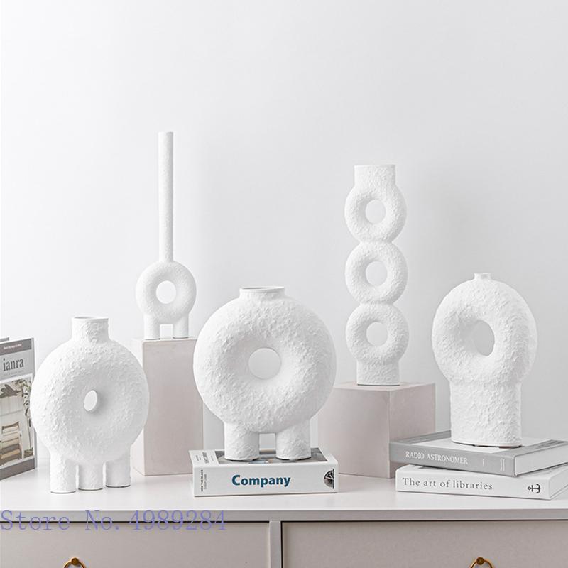 Ceramiczny Wazon Geometria Koło Czarno-Biała Tekstura Abstrakcyjny Kwiatowy Rękodzieło Ozdoby Nowoczesna Dekoracja Domu Wazon na Kwiaty