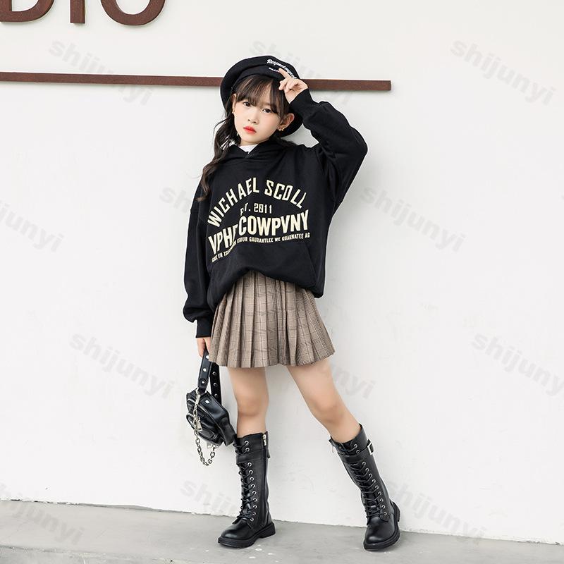 Autumn/Winter Girl Boots Platform Zipper Knee-High Boots Soft Plush Warm Buckle Up Outdoor Kids High Boots