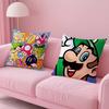 Super Cute Style M-Mario Game Pillow Case Anti-dustmite Pillowcase Invisible Zipper Silky Short Plush Sofa Cushion Cover