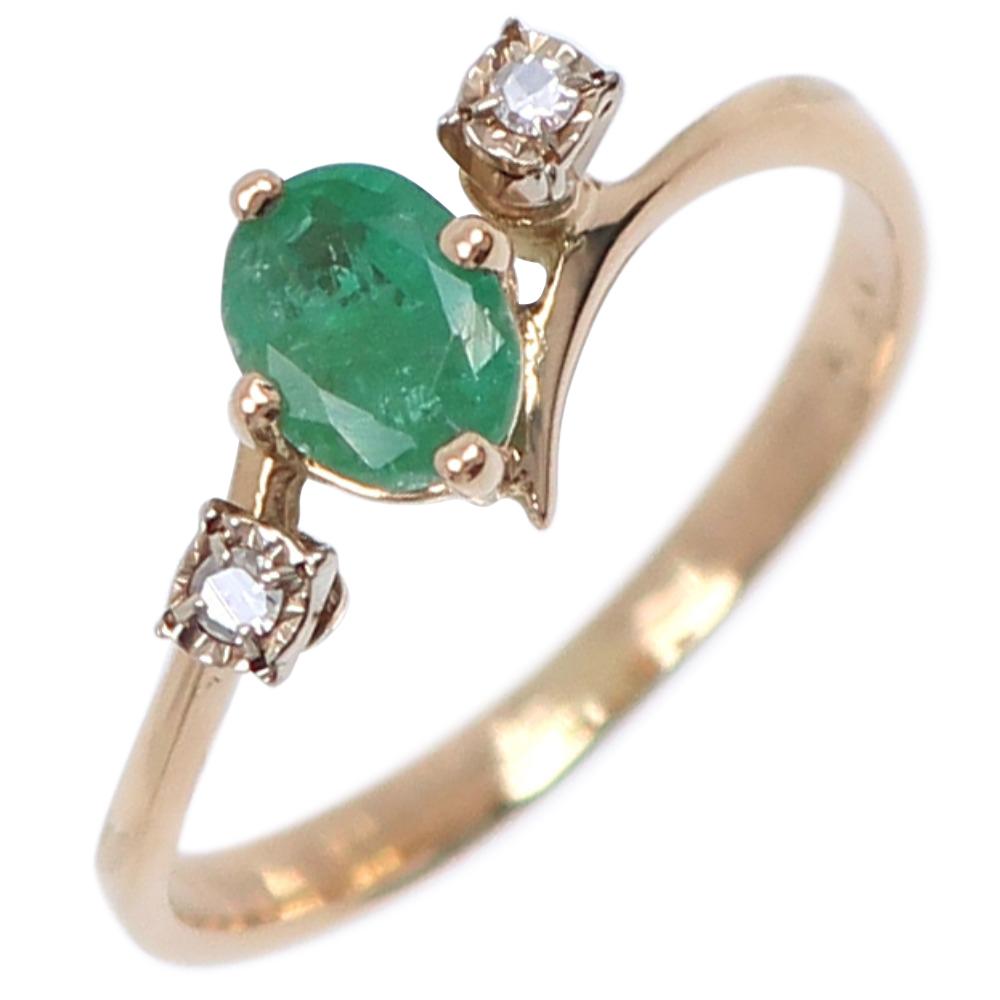 

Ring K18 yellow gold/Emerald/diamond #4.9(US Size) 1.7g Women Used