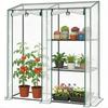 Garden Greenhouse, 3-Tier Shelves, PVC Tarpaulin, Steel Frame, 2 Rolling Doors, Transparent