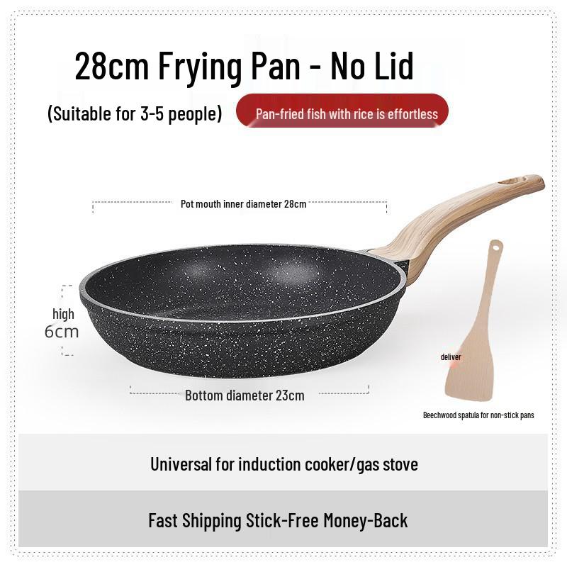 British Maifan Stone Non-Stick Wok: Flat Bottom Pan for Steak, Stir-Fry, and Cooking On Induction and Gas Stoves