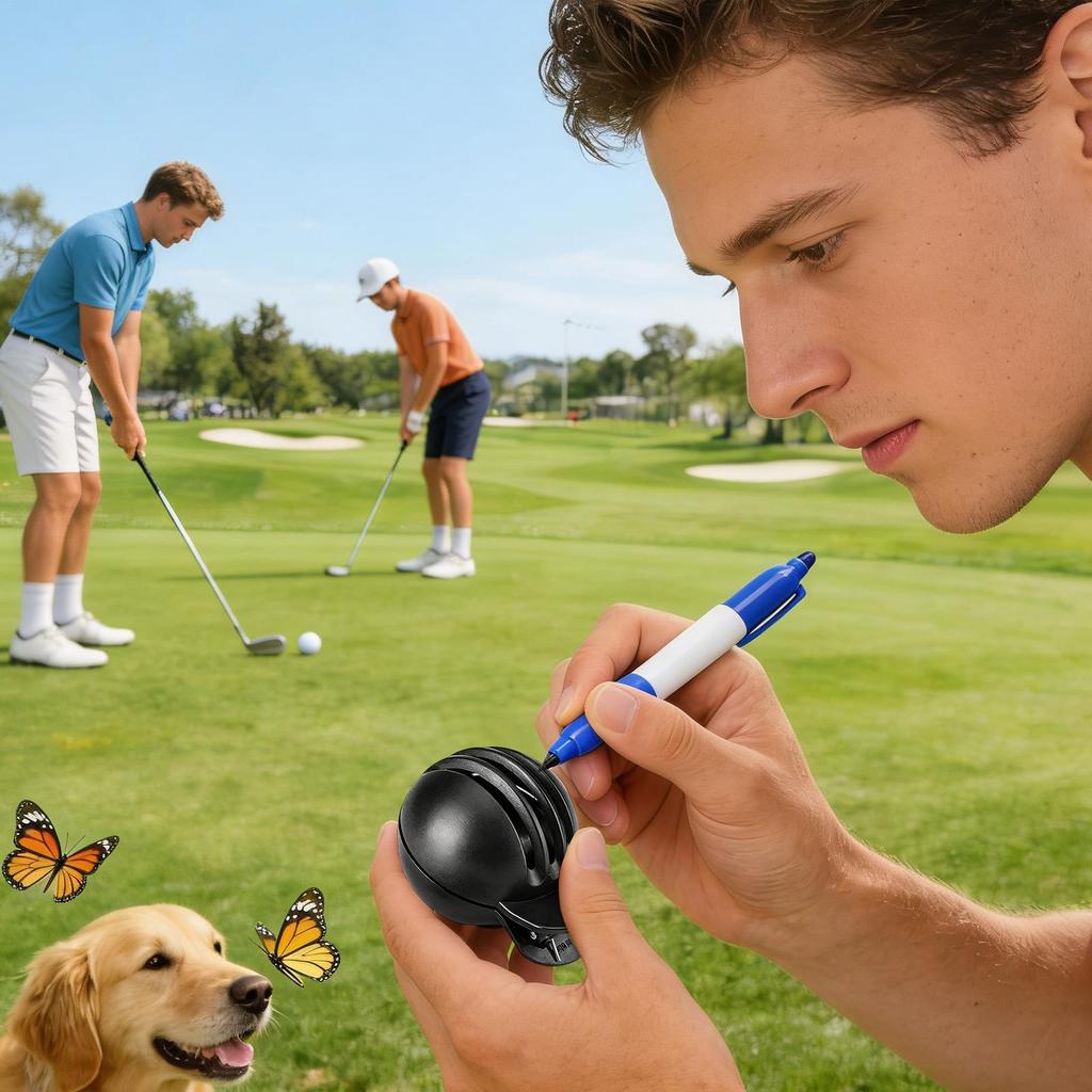 Golf Ball Stencil with Pens Smooth Writing Stamp Ball Liner Golf Marking Tools for Men Women Putting Training Practice Course