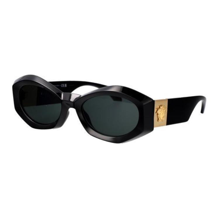 Versace Logo Injection Irregular Shape Sunglasses Women sunglasses Black 0VE4466U-GB1-87-BLACK 54,Black