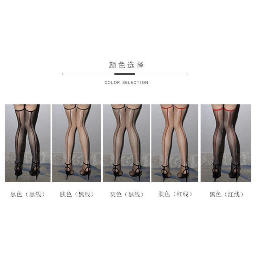 1D Ultra-thin Shiny Stockings Rear Vertical Long Tube High Tube Socks Vertical Line Beautiful Legs Aurora Silky Thigh Socks Sexy Black Silk