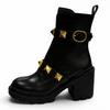 Excellent Valentino Garavani Short Boots Black Leather Women 37.5 WW2S0CJ2 Used