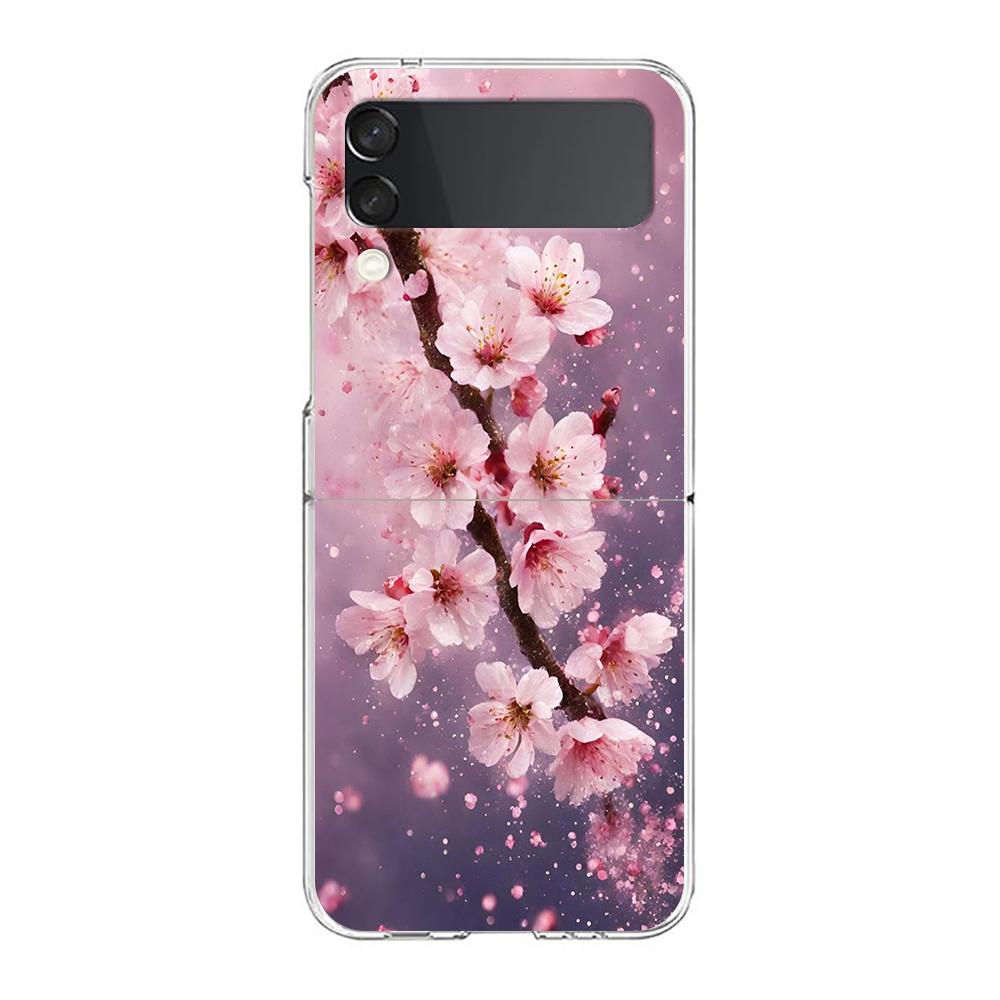 

Cherry Blossoms Hard PC Phone Case For Samsung Galaxy Z Flip 5 4 3 Transparent Cover For Galaxy Z Flip 6 Foldable Shockproof Z Flip