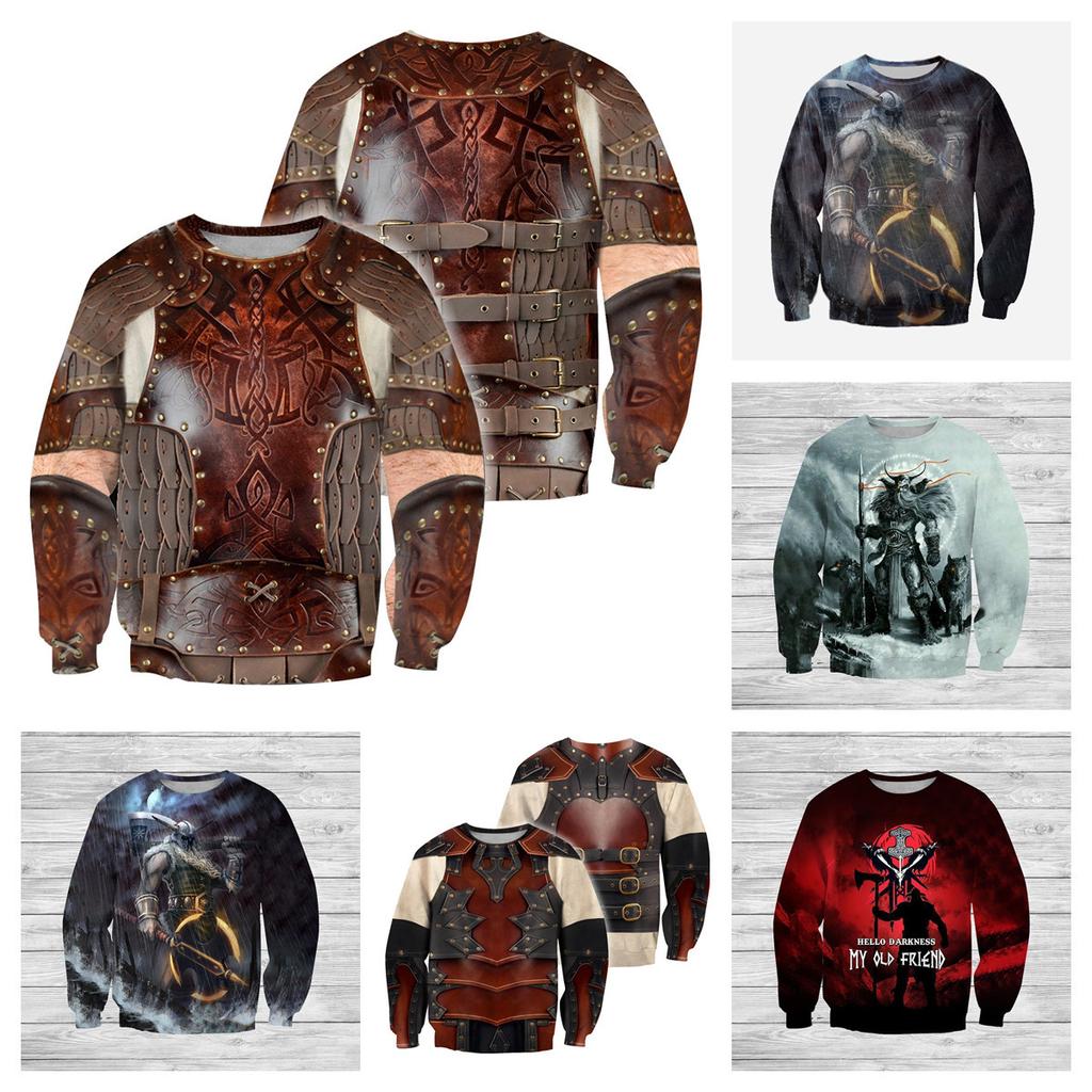 New 3D Digital Printed Top Men's Sweatshirt Tattoo Printed Round Neck Sweatshirt Men