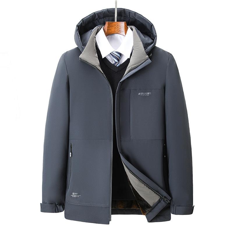 

Мужское бархатное хлопковое пальто на зиму, новый стиль, для мужчин среднего и пожилого возраста, утолщенное теплое хлопковое пальто с капюшоном, для папы 4XL синий