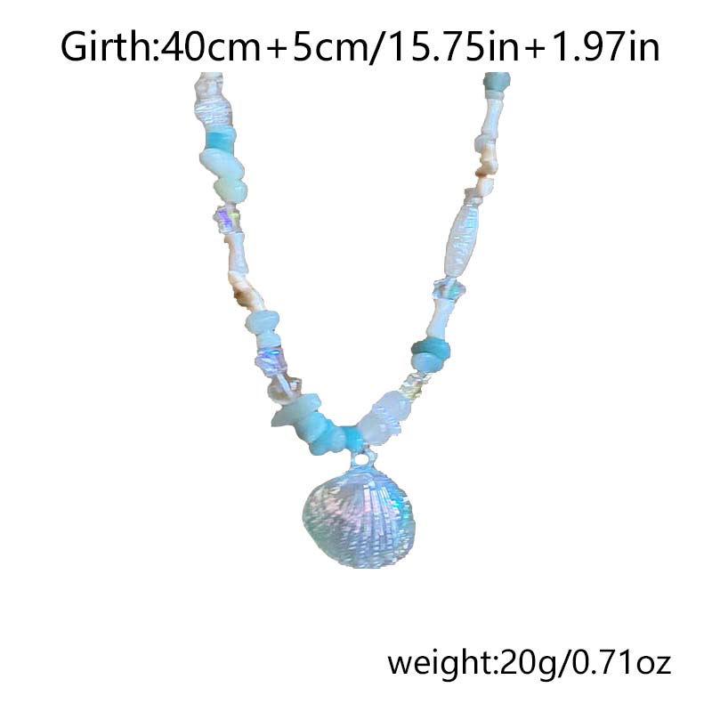 Summer Y2K Cute Shell Starfish Pendant Choker Necklace for Women Elegant Pearl Crystal Beaded Clavicle Chain Party Jewelry Gift