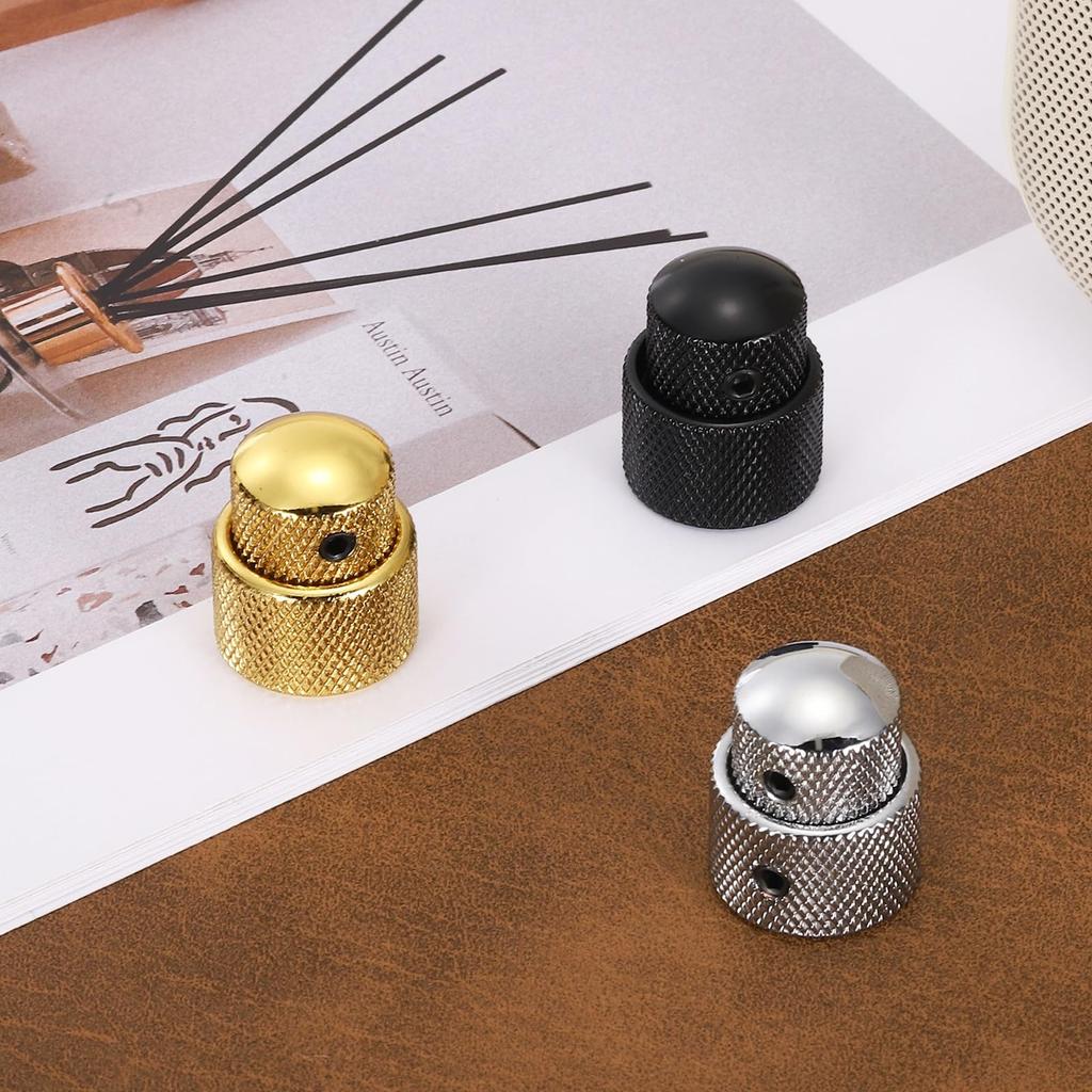 uxcell Metal Guitar Knobs Inch Universal Volume Tone Knobs Bass Speed Control for Guitar and Bass with Gold 1/4 Wrench, 4pcs,