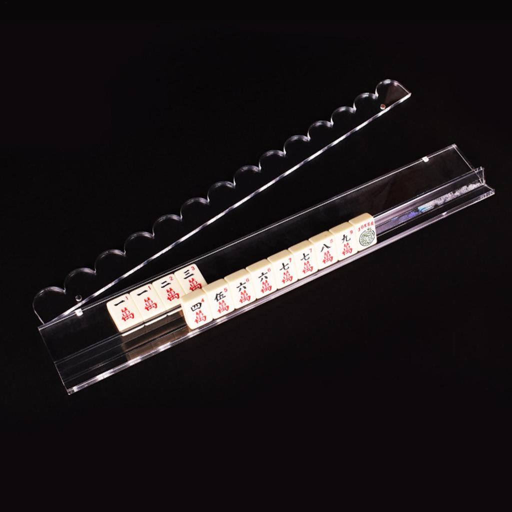 Transparent Acrylic Mahjong Rack with Magnetic Pusher 3-in1 Mahjong Tile Pusher & Organizer Quick Setup for Home Use