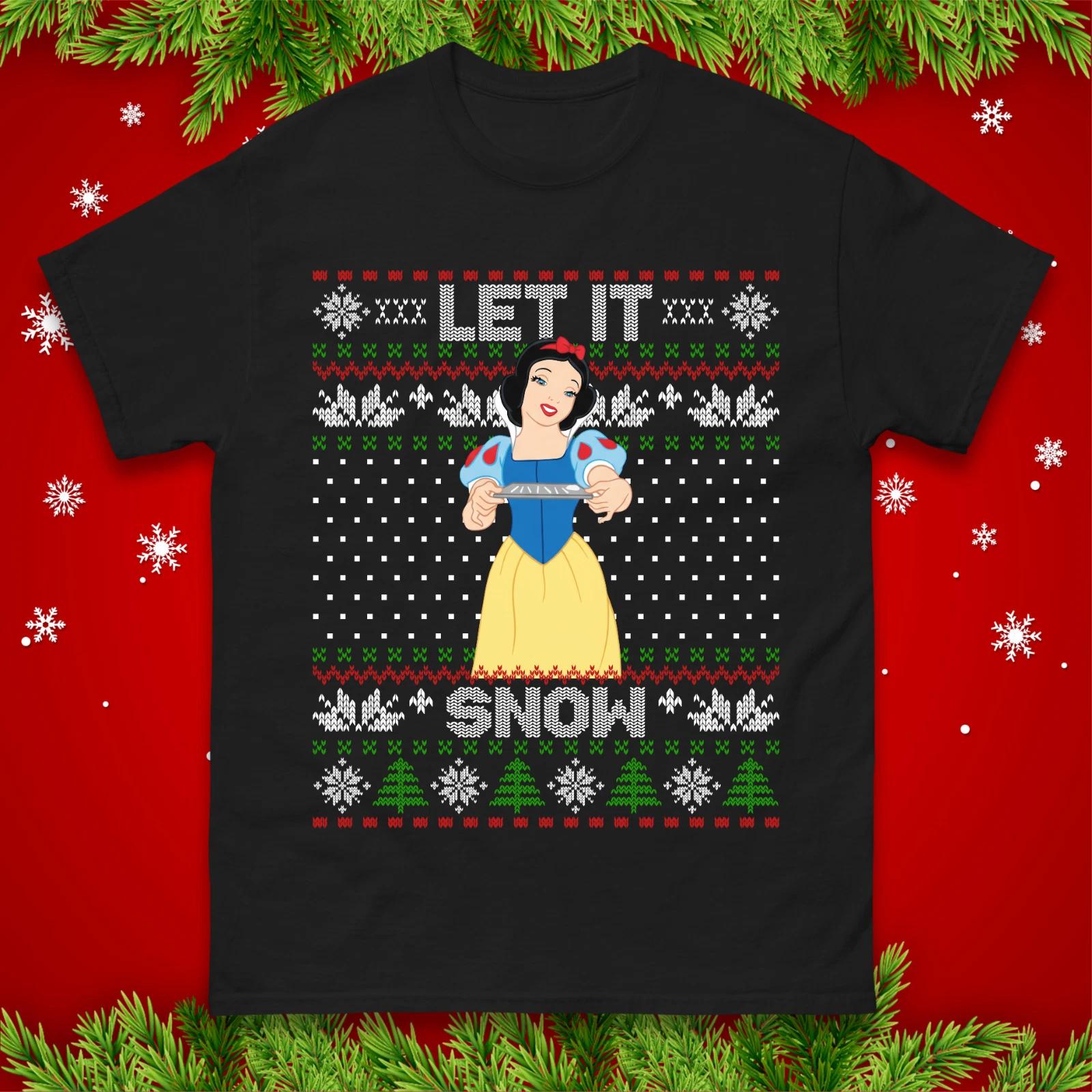 Snow White Let It Snow Christmas T-Shirt Funny Festive Parody Gift Tee Top 2XL