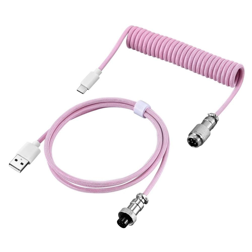 USB Type C Mechanical Keyboard Coiled Cable Hardware Linker Computer Aviation Mechanical Cable Spiral Gaming USB Keyboard Cable