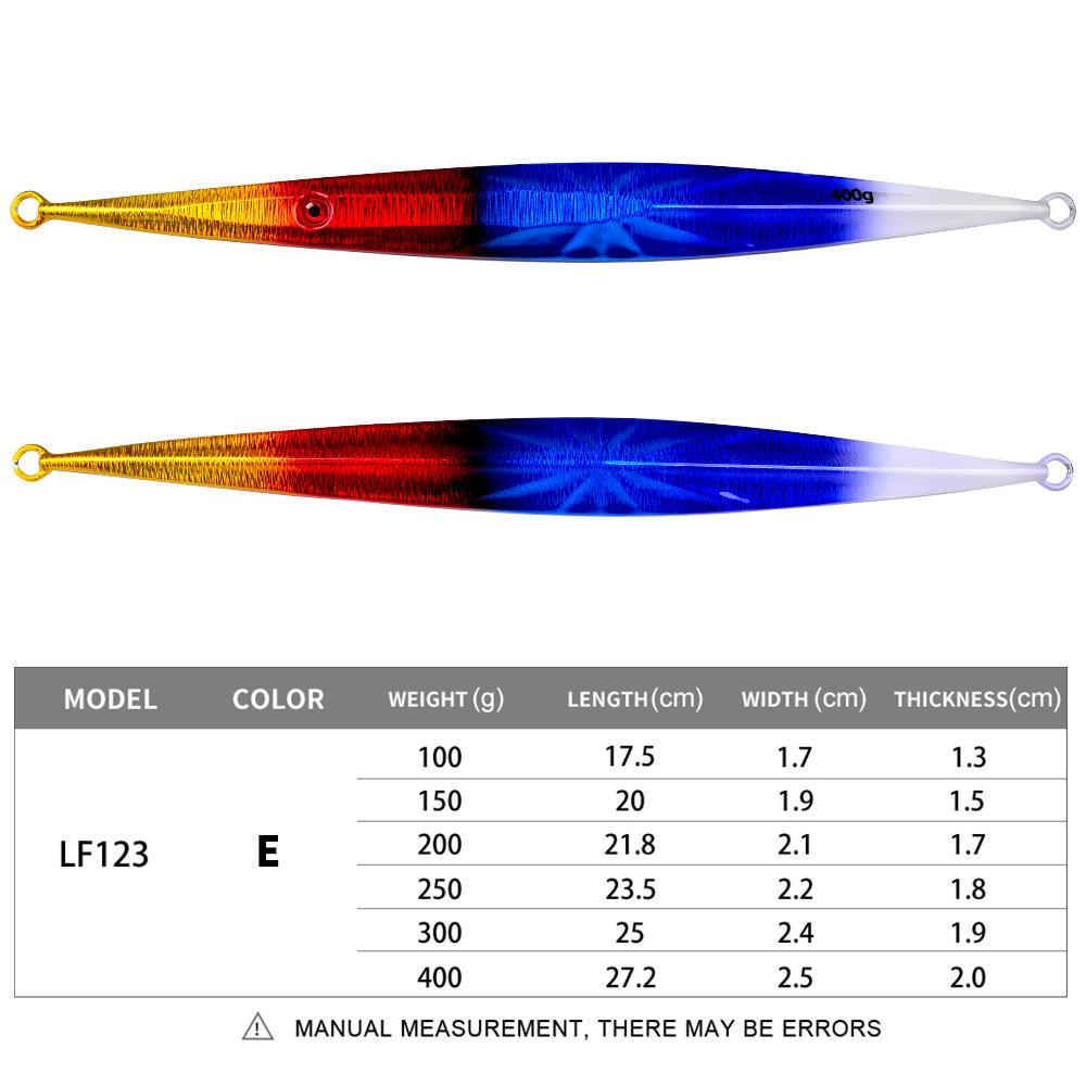 

Железная пластинчатая приманка 100–400 г, медленная рыбалка, морская рыболовная лодка, искусственная приманка, глубоководная длинная скумбрия, скумбрия 400g