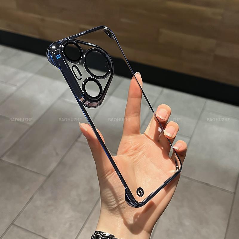 Applicable to Huawei Pura80 electroplated borderless mobile phone case Honor 500 ultra-thin mate80 transparent X70 heat dissipation