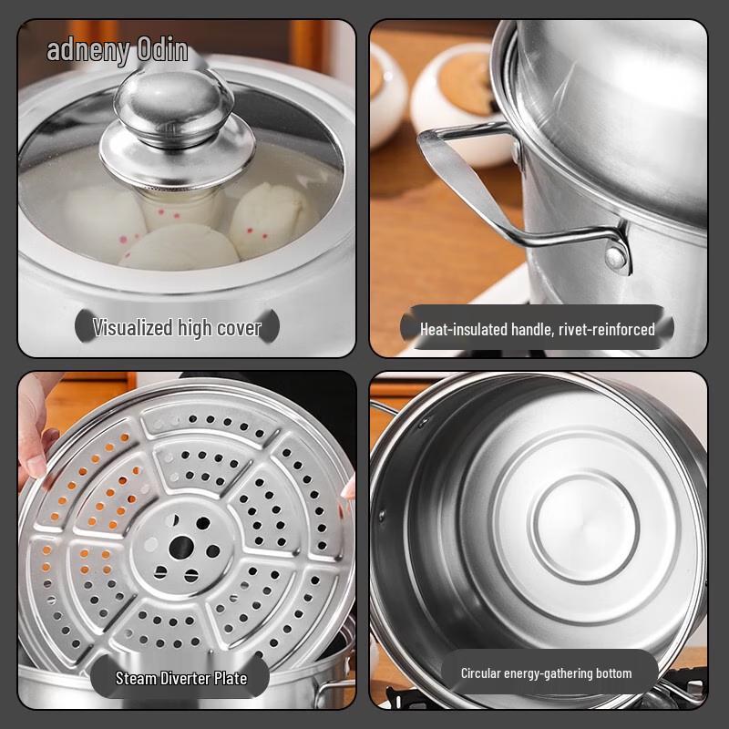 Adneny 28cm 2-Layer Stainless Steel Steamer Pot
