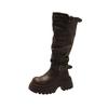 Maillard brown versatile boots women's 2025 autumn and winter new heightening knight boots small slim high boots