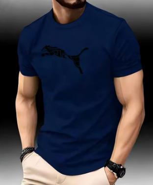 Summer new luxury men's fashion fox leopard print T-shirt round neck casual trend 2K high-end high-quality fitness