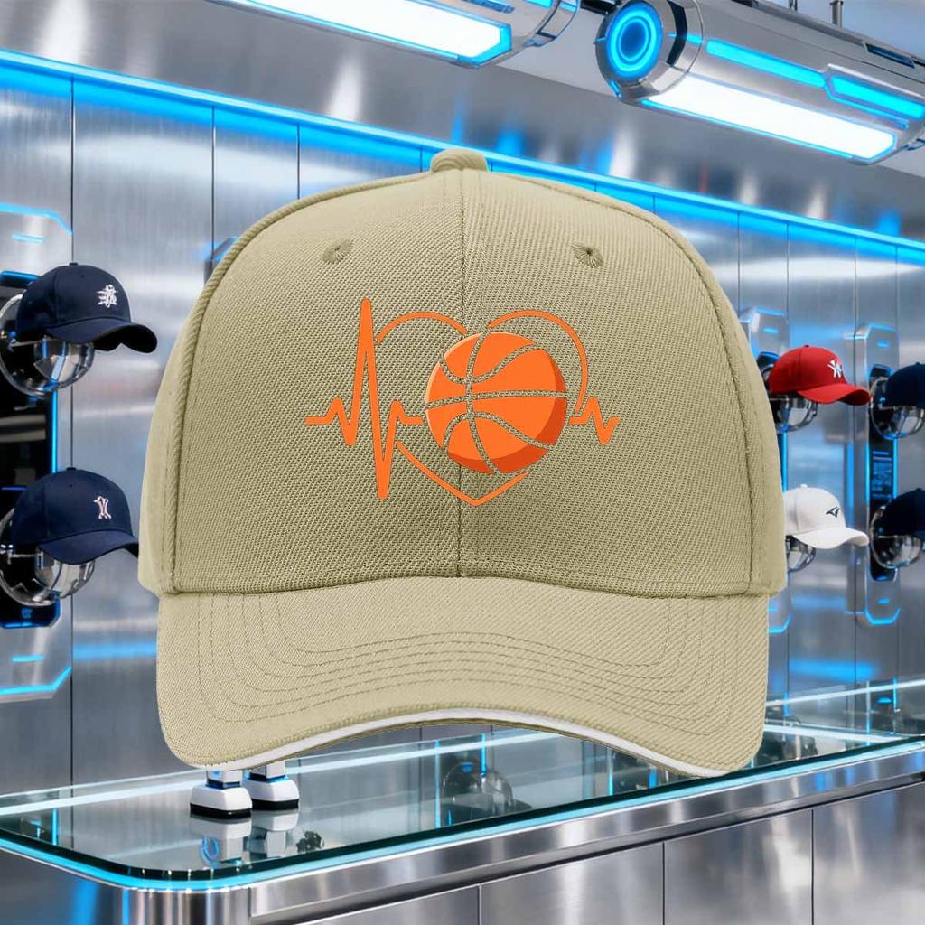 Basketball Heartbeat EKG Love Graphic Baseball Cap Polyester Adjustable Sports Outdoor Cap