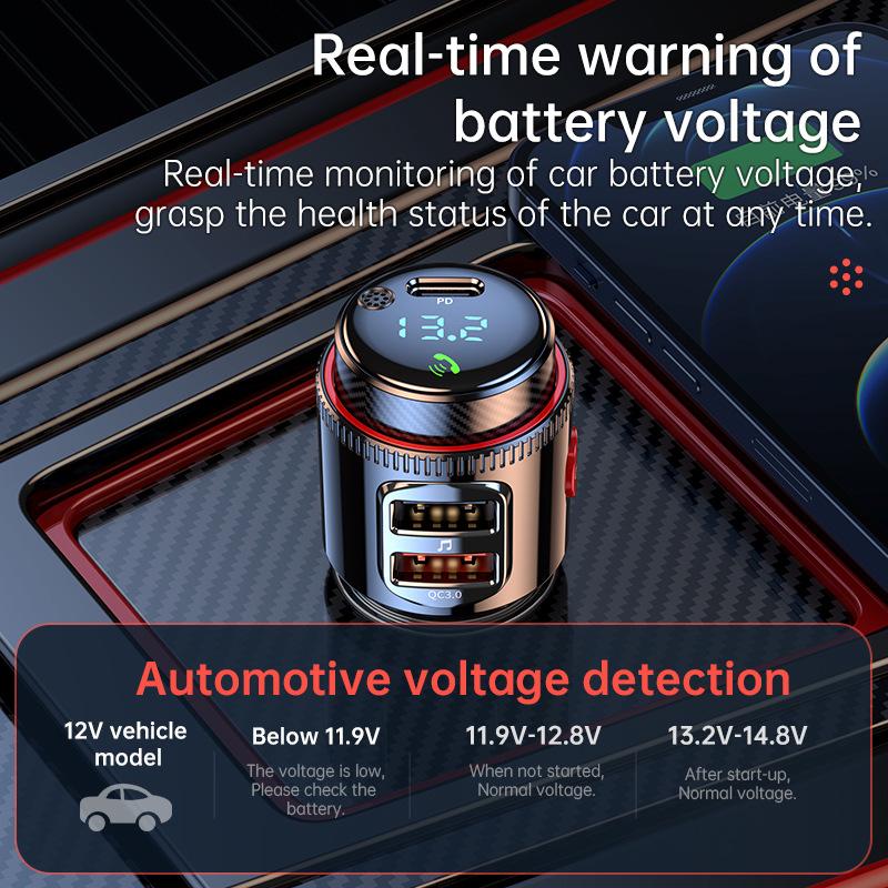 VR Robot PD30W+QC 3.0 Bluetooth 5.4 Araba MP3 Çalar FM Verici Kablosuz Eller Serbest U Disk Oynatıcı USB Araba Hızlı Şarj Adaptörü