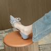2025 new sandals women's medium heel summer pearl pointed head thin heel fairy style fashion bag head hollow high heel single shoes