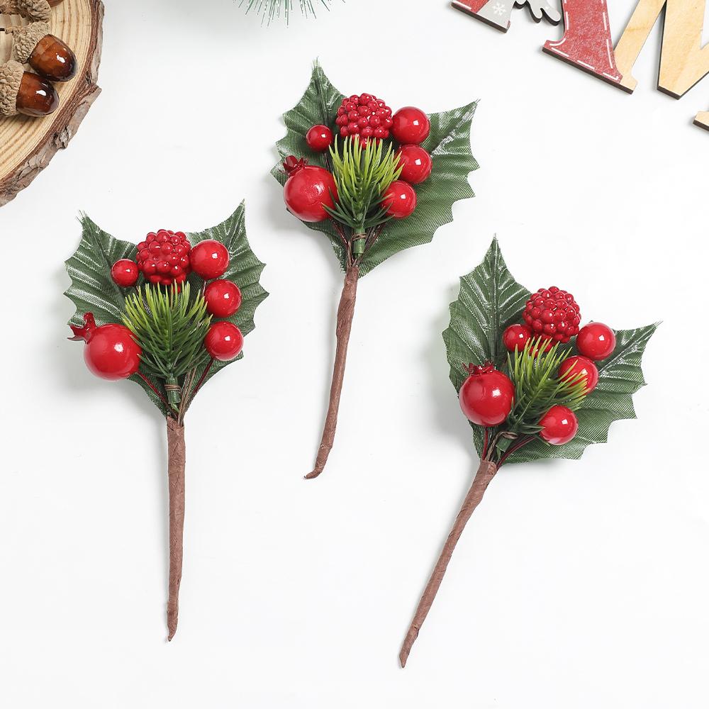 3/5Pcs Christmas Decoration Artificial Berry Bouquet Pine for Home Decor Crafts Garland Navidad New Year 2026 Garland Accessory
