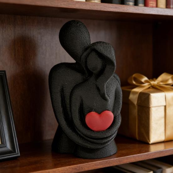 3D Printed Hugging Couple Figurine Valentine's Day Love Heart Couple Statue Home Office Desktop Decoration Ornament