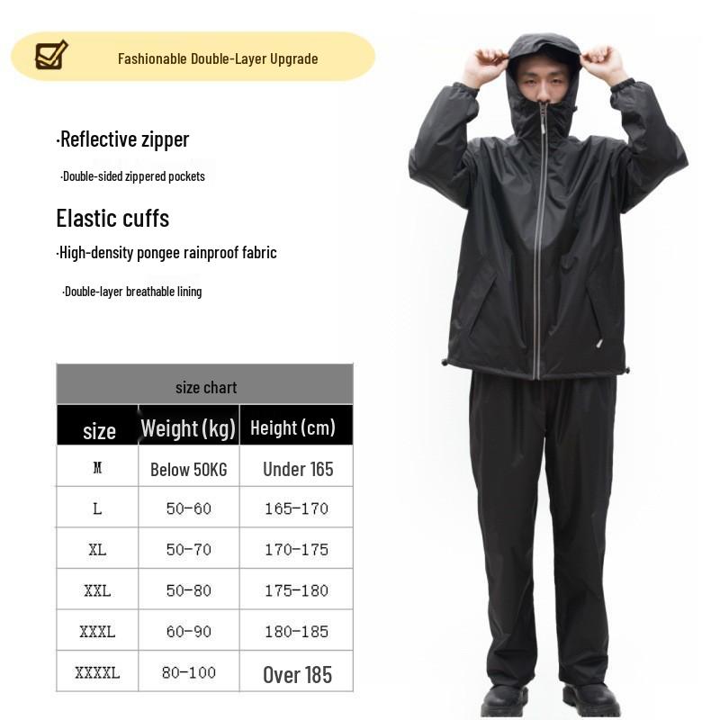 Thickened Full-Body Stormproof Raincoat and Pants - Reflective, Lengthened Set for Cycling and Riding